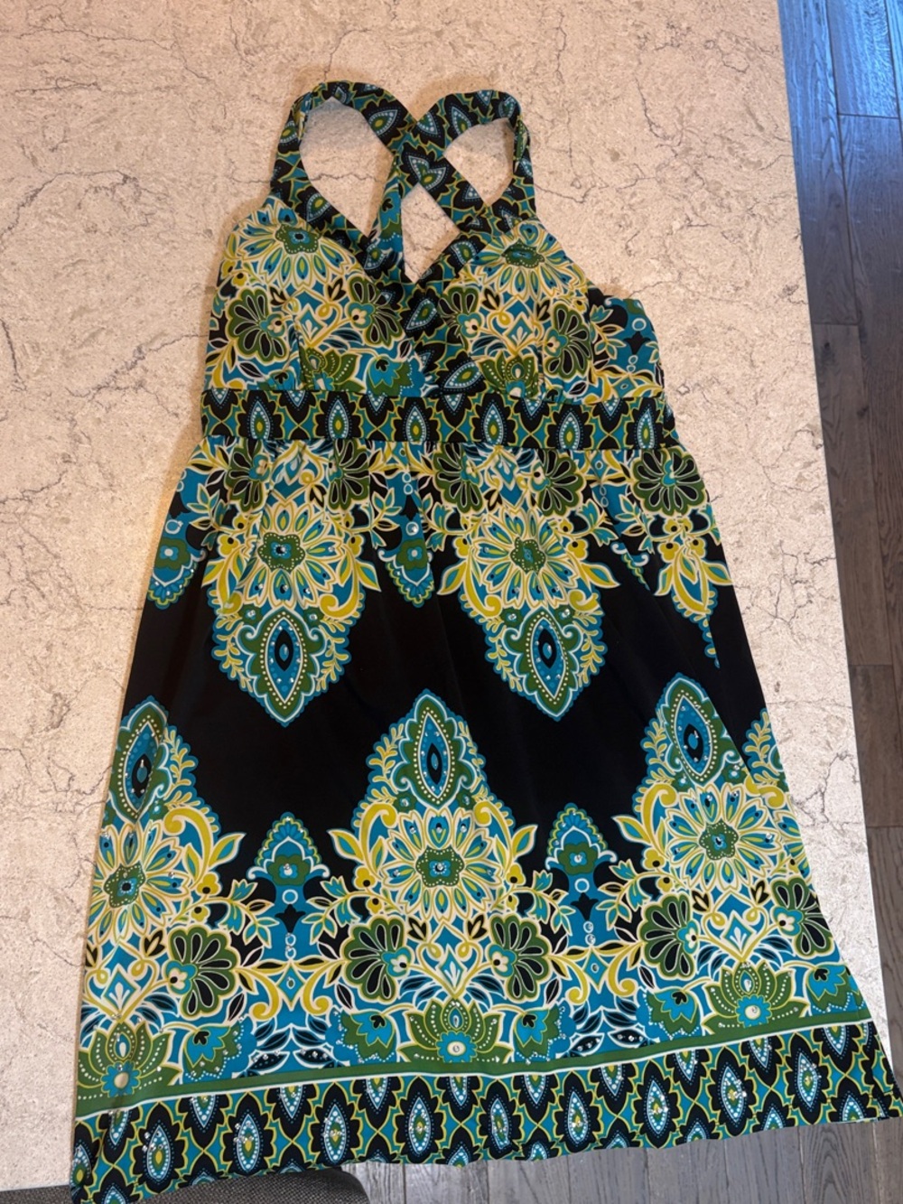Black Floral-Print Sleeveless Crossback Sundress